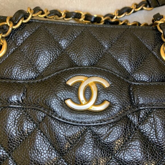 CHANEL TWO TONE CC TOTE VINTAGE LARGE HANDBAG AUTHENTIC - Picture 8 of 11